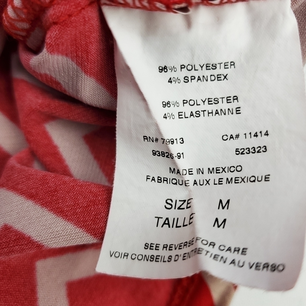 🔴 Motherhood Red Tan Chevron Faux Wrap Top Med - Picture 12 of 13